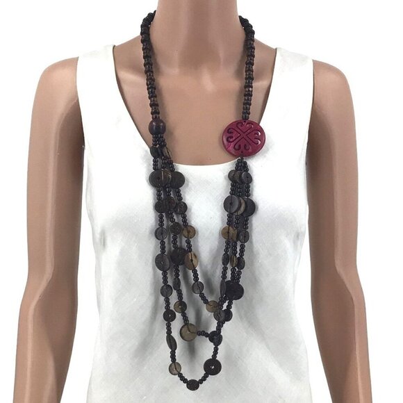 Paparazzi Jungle Jive Necklace Earrings Set Brown Pink Earrings Set - Picture 1 of 2